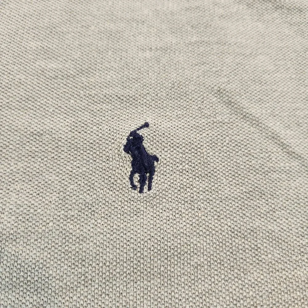 Vintage‎ Polo Ralph Lauren Pique Shirt Men's Large Heather Grey Made in USA 90s